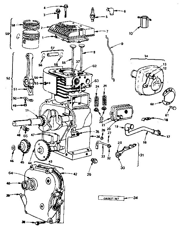 Cylinder And Crankcase Diagram and Parts List for 130200-130299 3129-01-3129-01 Briggs and Stratton Engine